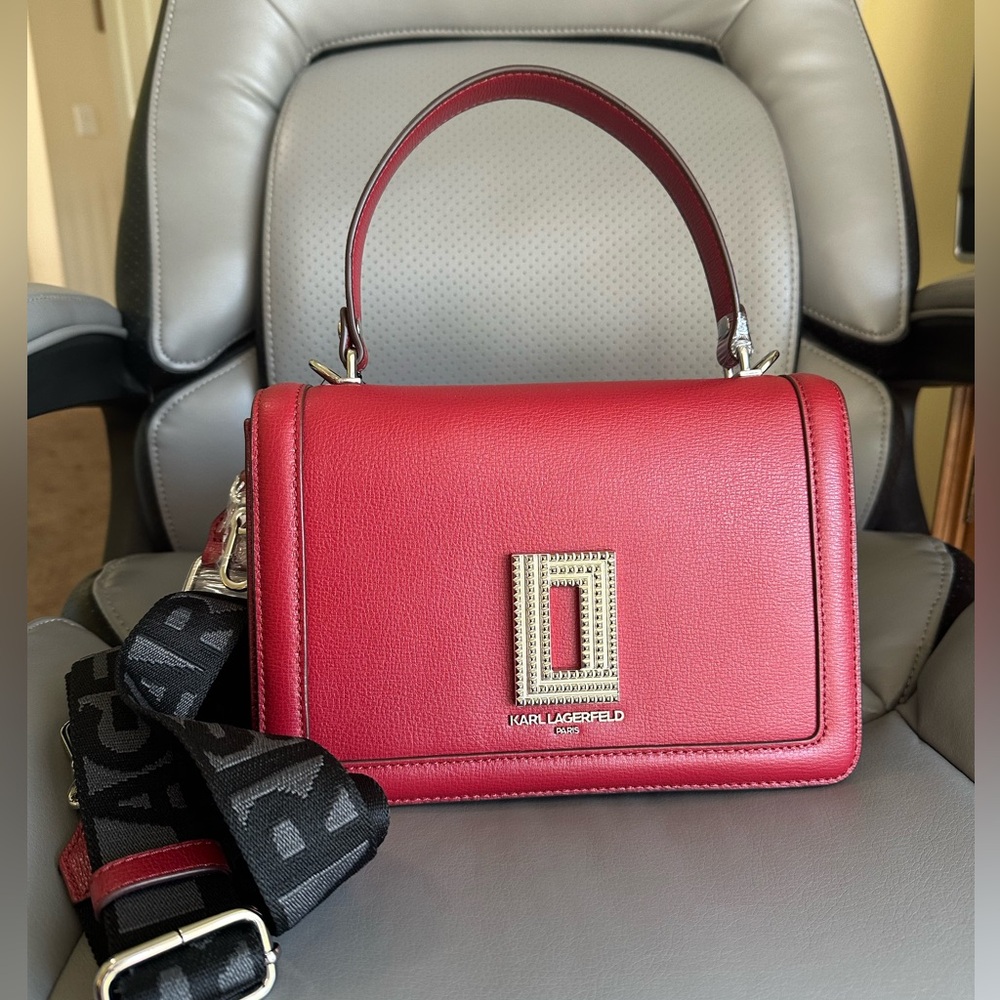 Karl Lagerfeld Paris Simone Red Satchel & Crossbody Bag, NWT